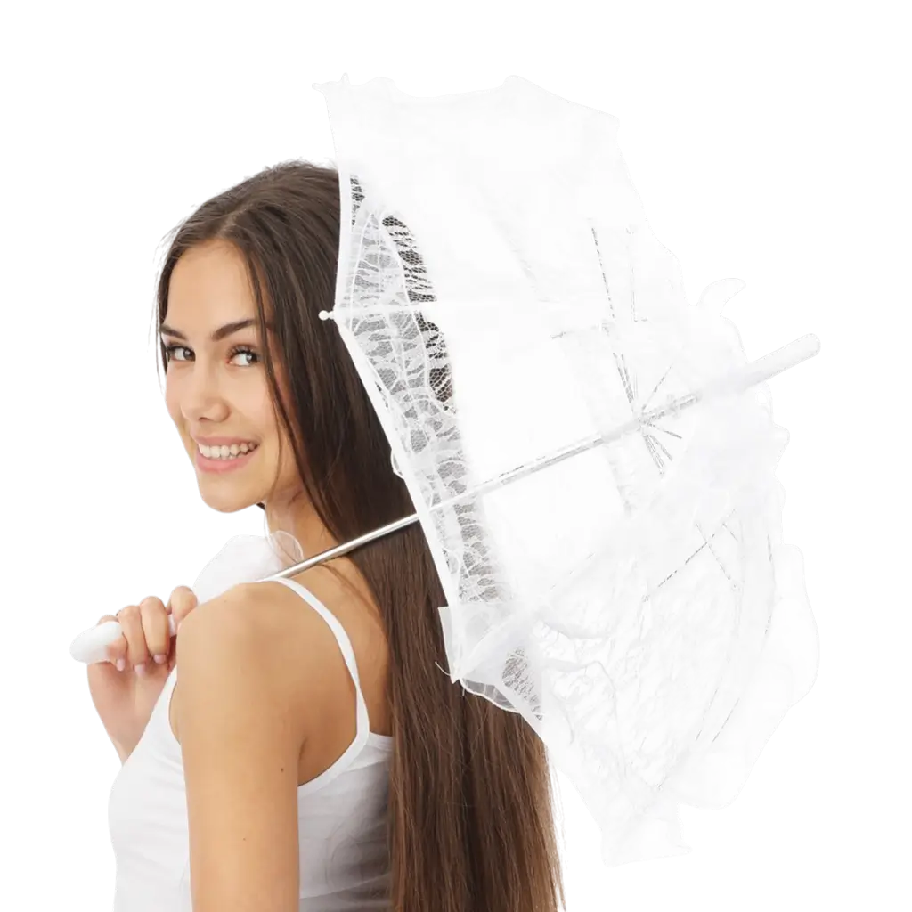 Ombrello in pizzo bianco 50 cm - Accessori per il travestimento