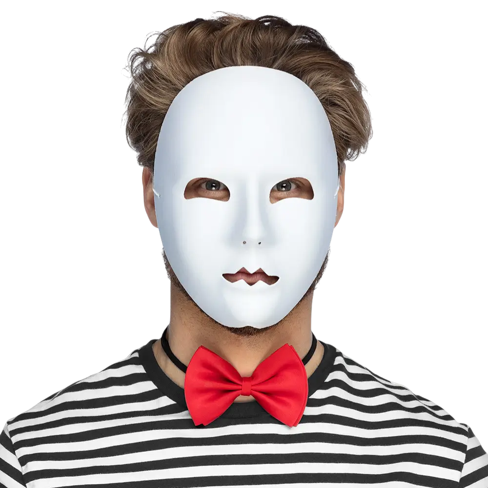 Maschera da mimo bianca - Accessorio di travestimento per spettacoli di Carnevale