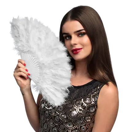 Ventaglio bianco anni '20 - Accessorio Charleston Gatsby da donna