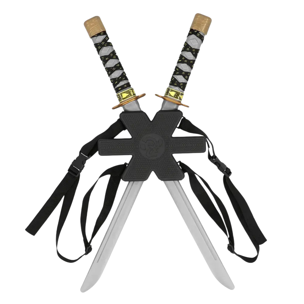 2 Kit di spade ninja - Giocattolo da combattimento con travestimento da ragazzo ninja