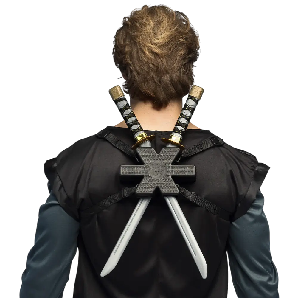 2 Kit di spade ninja - Giocattolo da combattimento con travestimento da ragazzo ninja