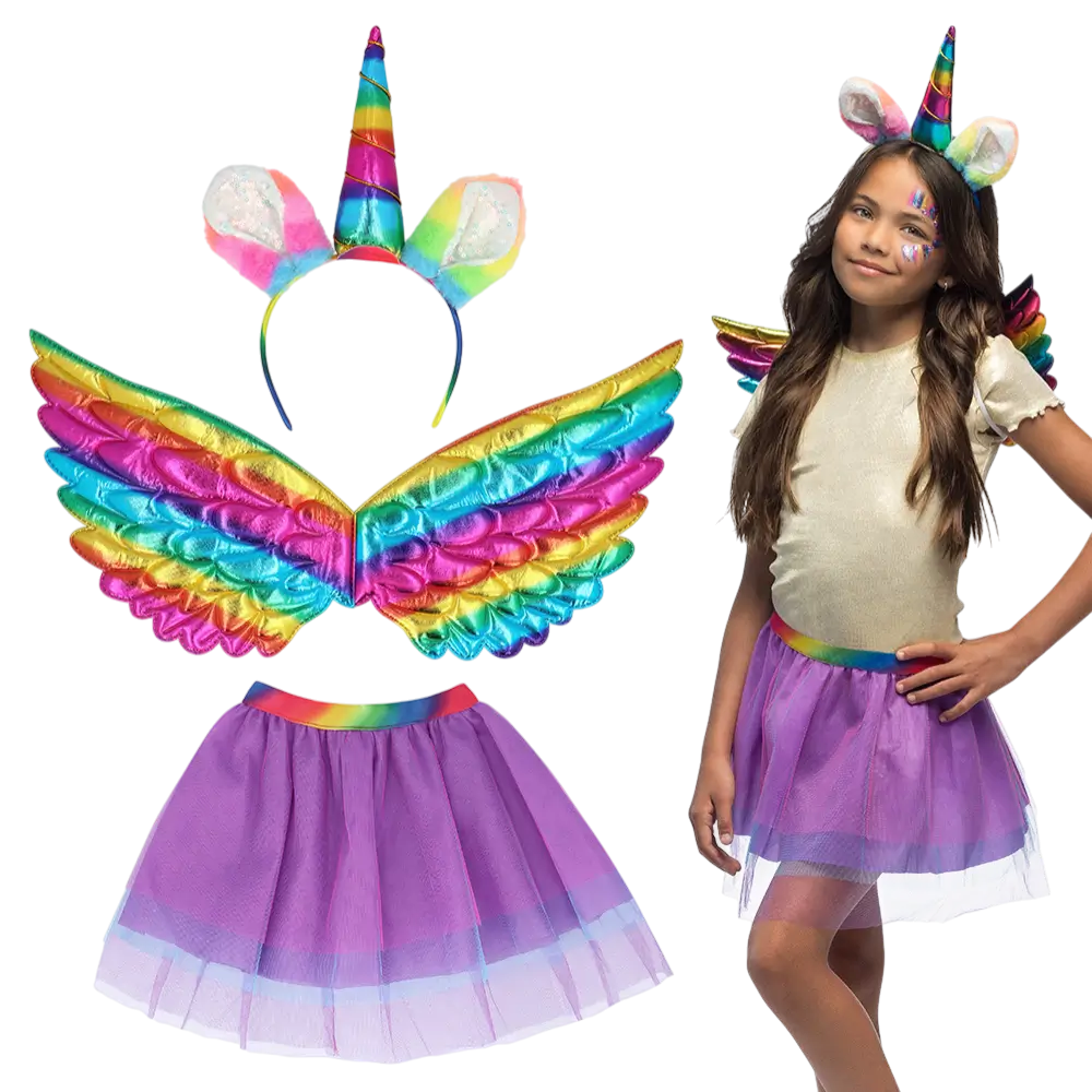Kit unicorno arcobaleno per bambini - Accessori per travestimenti fantasy da fata
