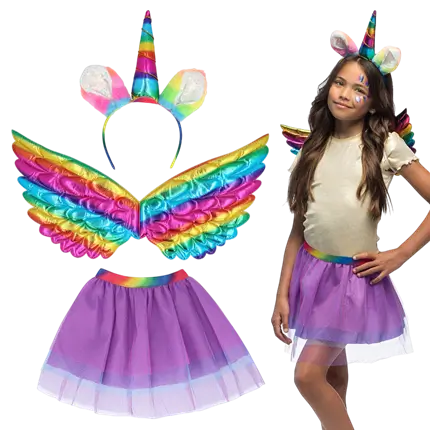 Kit unicorno arcobaleno per bambini - Accessori per travestimenti fantasy da fata