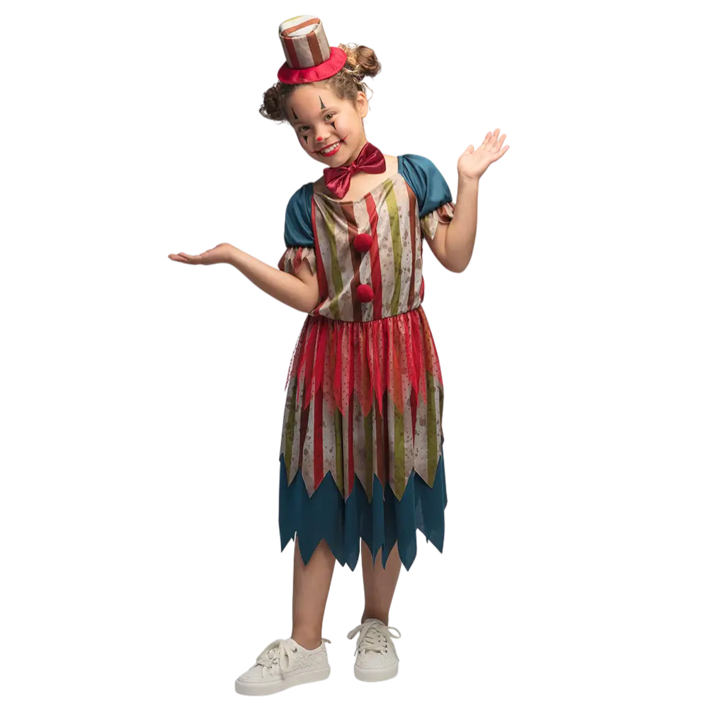 Travestimento da clown malvagio per bambina 4-6 anni - Costume horror per Halloween
