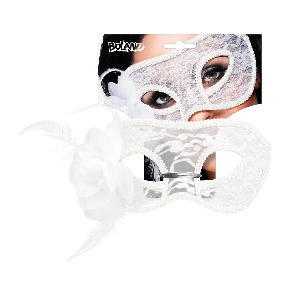 Maschera da donna in pizzo bianco - Elegante maschera veneziana da sera per il Carnevale