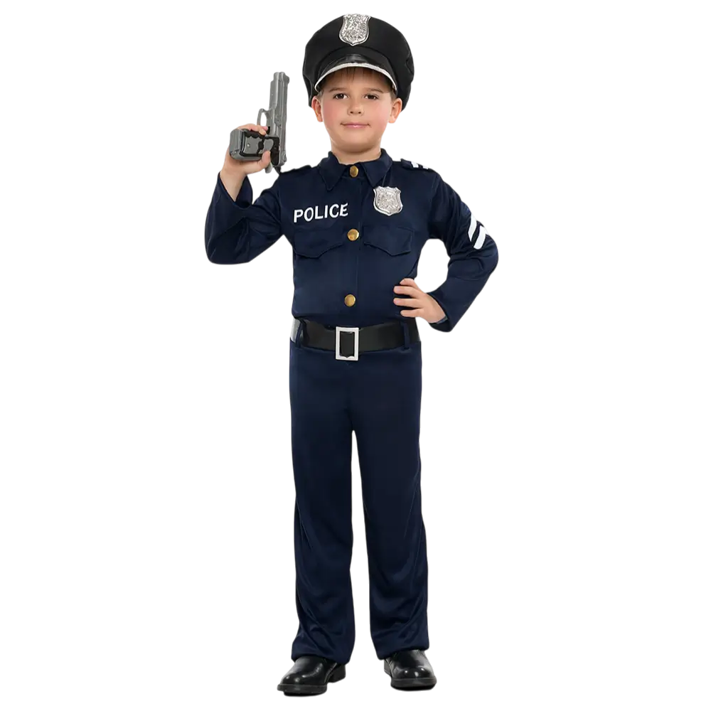 Travestimento da poliziotto per bambini 5-6 anni - Costume di Carnevale da ragazzo poliziotto