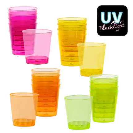 20 bicchierini fluorescenti UV riutilizzabili da 50 ml