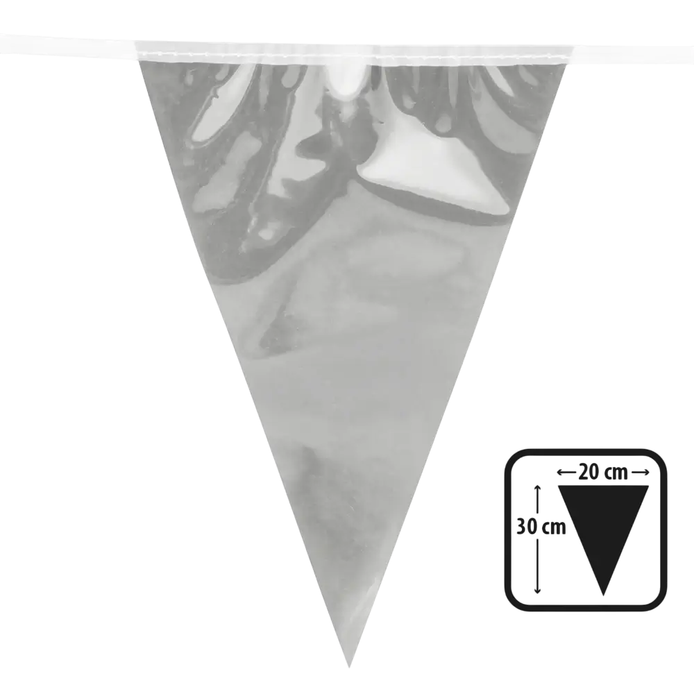 Ghirlanda di gagliardetti in argento metallizzato
