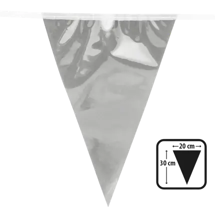 Ghirlanda di gagliardetti in argento metallizzato