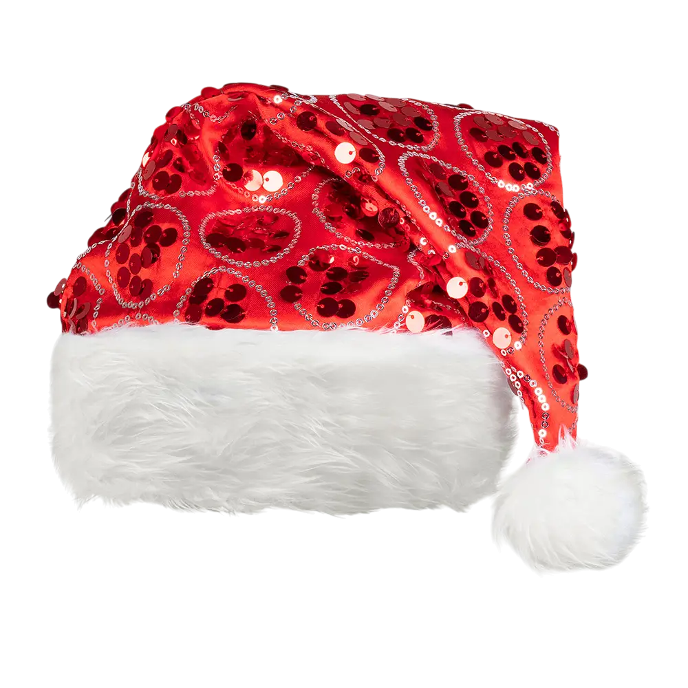 Cappello natalizio con paillettes rosse