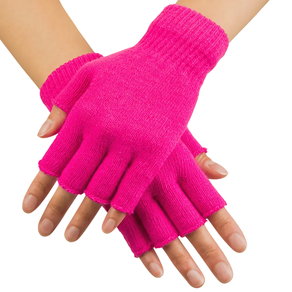 Guanto di lana rosa fluorescente
