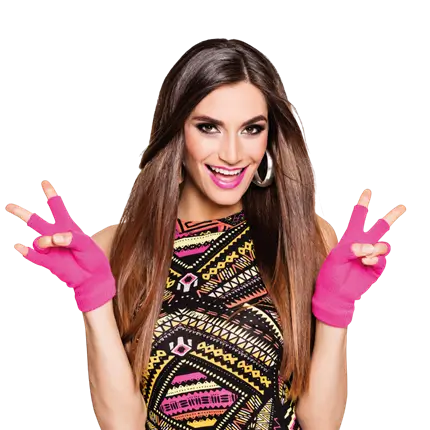 Guanto di lana rosa fluorescente