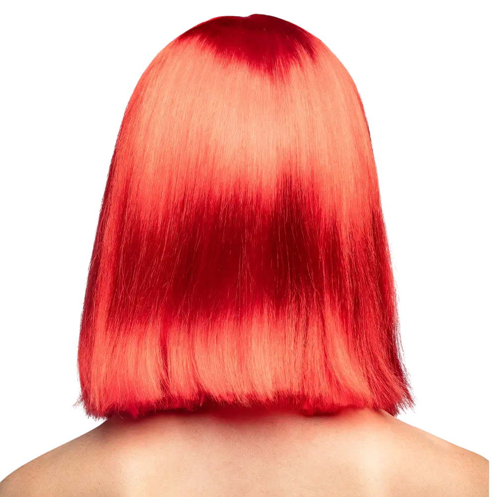 Parrucca rossa neon con frangia