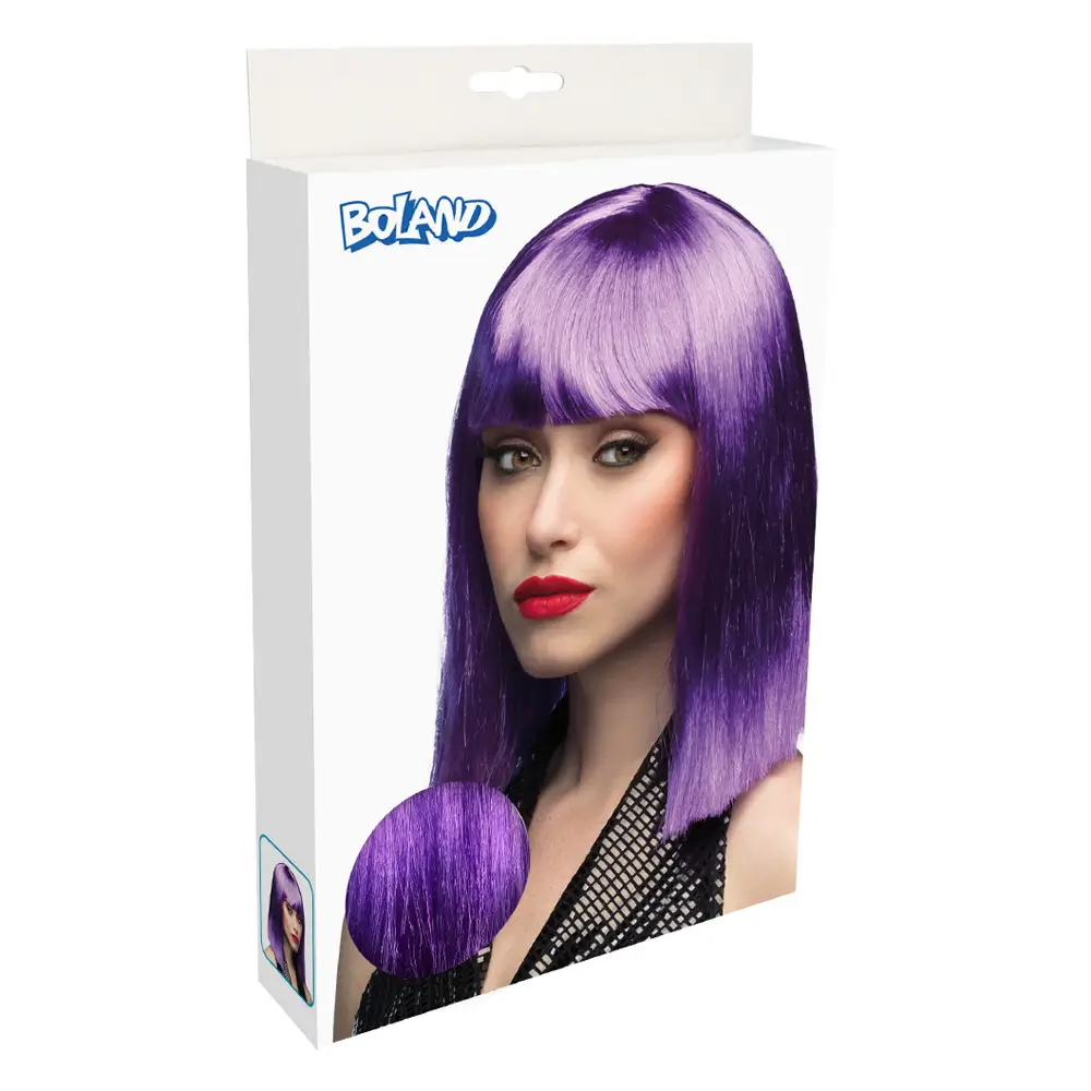 Parrucca viola neon con frangia