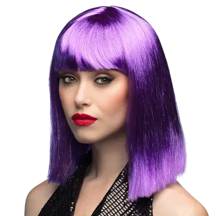 Parrucca viola neon con frangia