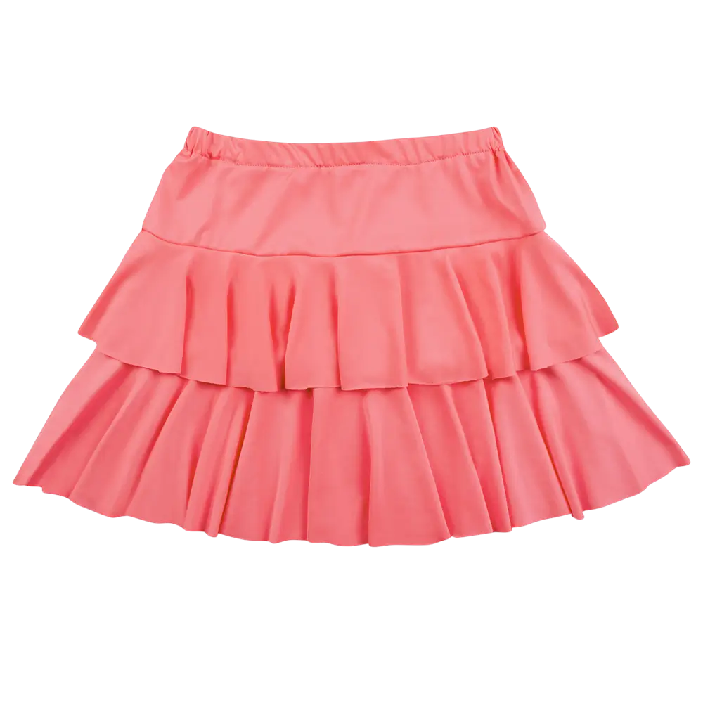 Minigonna a balze rosa neon