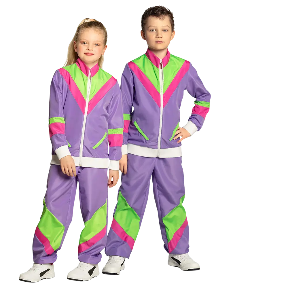 Travestimento da tuta retrò viola neon per bambini - 7-9 anni