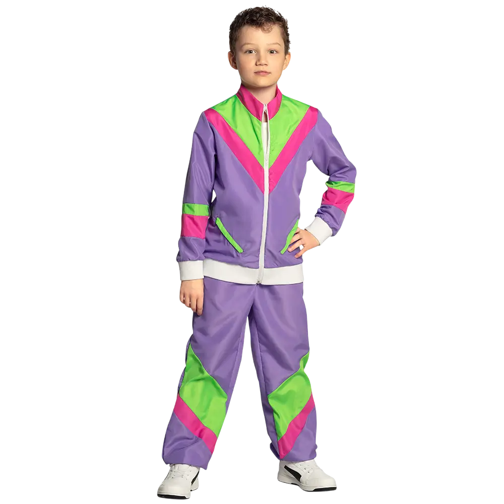 Travestimento da tuta retrò viola neon per bambini - 7-9 anni