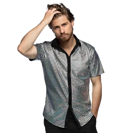 Camicia Disco Diamond argento - XL