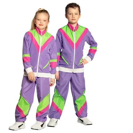 Travestimento da tuta retrò viola neon per bambini - 10-12 anni