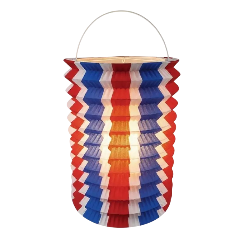 12 lanterne tricolori di carta blu bianco rosso - 16 cm