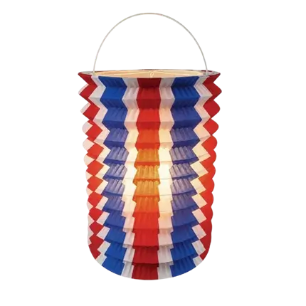 12 lanterne tricolori di carta blu bianco rosso - 16 cm