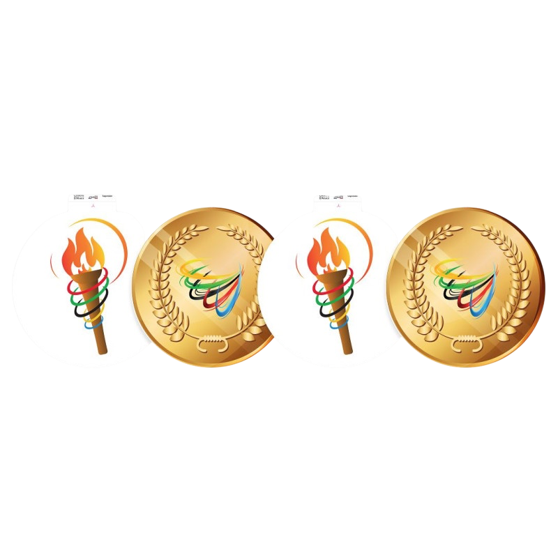 4 decorazioni in cartone dei Giochi Olimpici (fronte/retro) - 29 cm