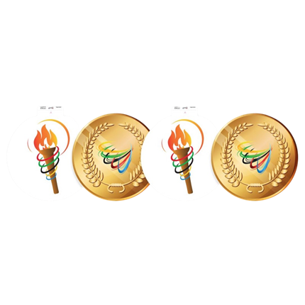 4 decorazioni in cartone dei Giochi Olimpici (fronte/retro) - 29 cm