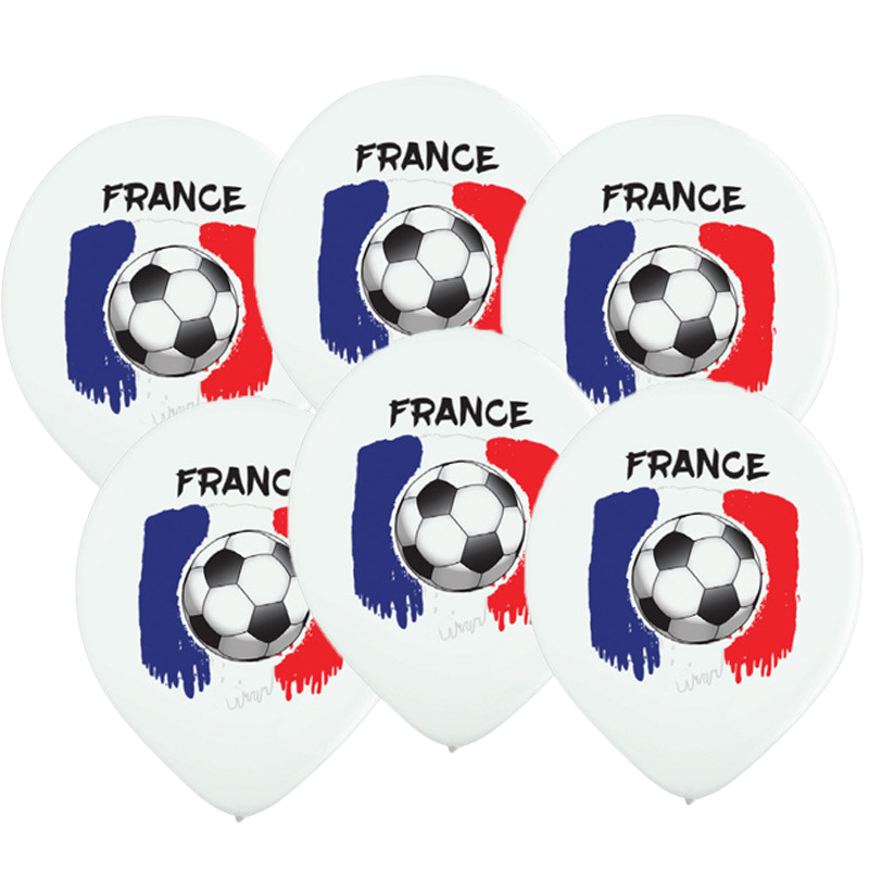 6 Palloni da calcio stampati bandiera Francia 30 cm