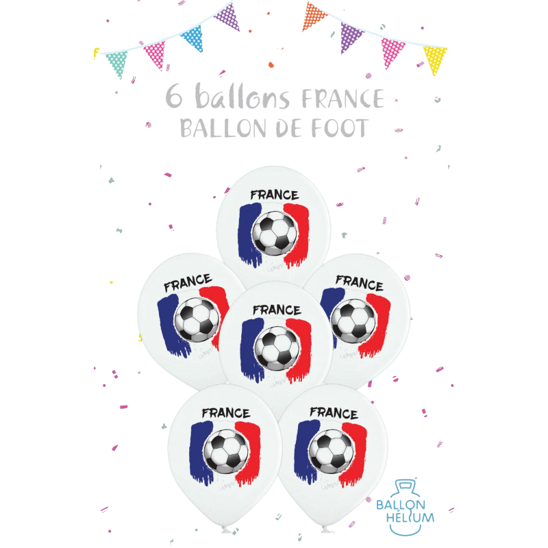 6 Palloni da calcio stampati bandiera Francia 30 cm