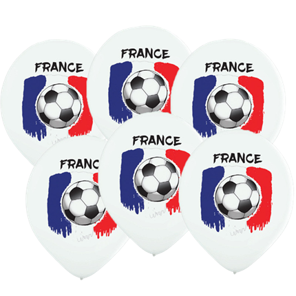6 Palloni da calcio stampati bandiera Francia 30 cm