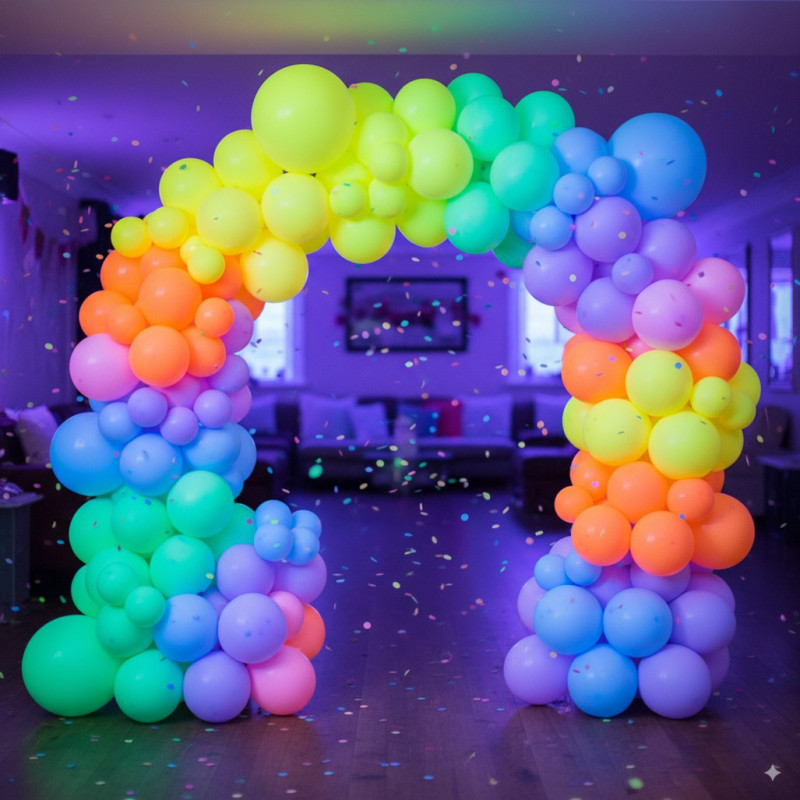 50 palloncini in lattice neon in colori fluorescenti assortiti