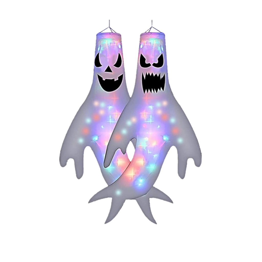 Fantasma appeso a LED 120 x 63 cm 2 modelli assortiti, batterie incluse.