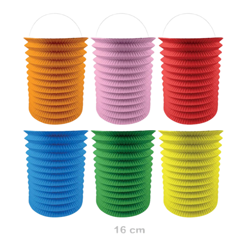 12 lanterne di carta colorate - 16 cm
