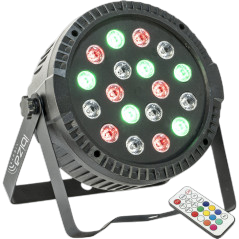Proiettore PAR EXTRA-PLAT - 18 led RGB 1W (6 rossi, 6 verdi, 6 blu) - Ibiza light