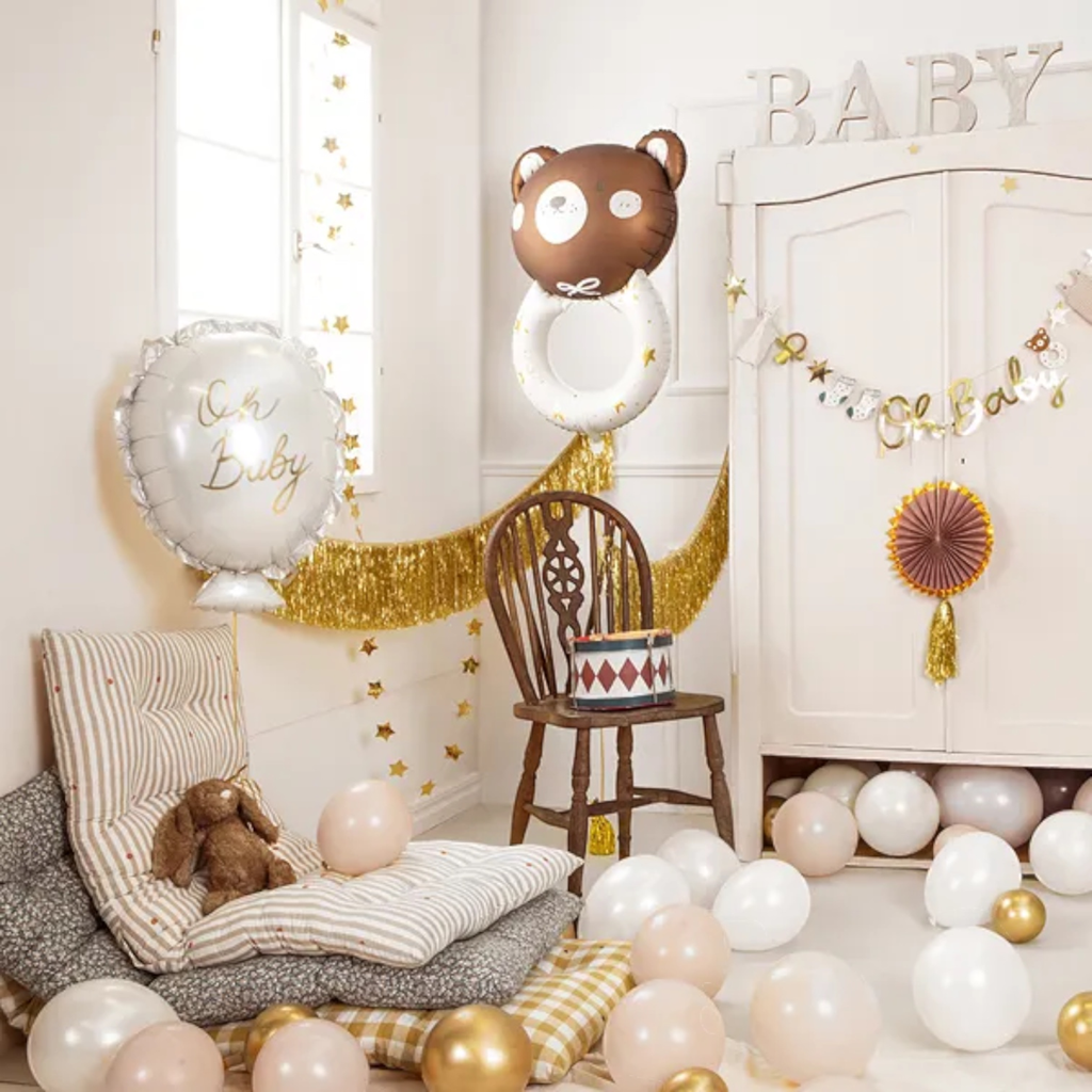 Palloncino in alluminio Orso sonaglio, 61 x 88 cm, crema e marrone