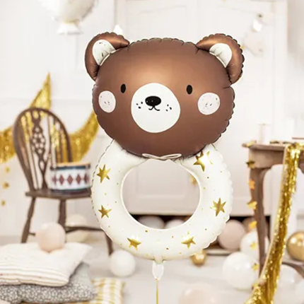 Palloncino in alluminio Orso sonaglio, 61 x 88 cm, crema e marrone