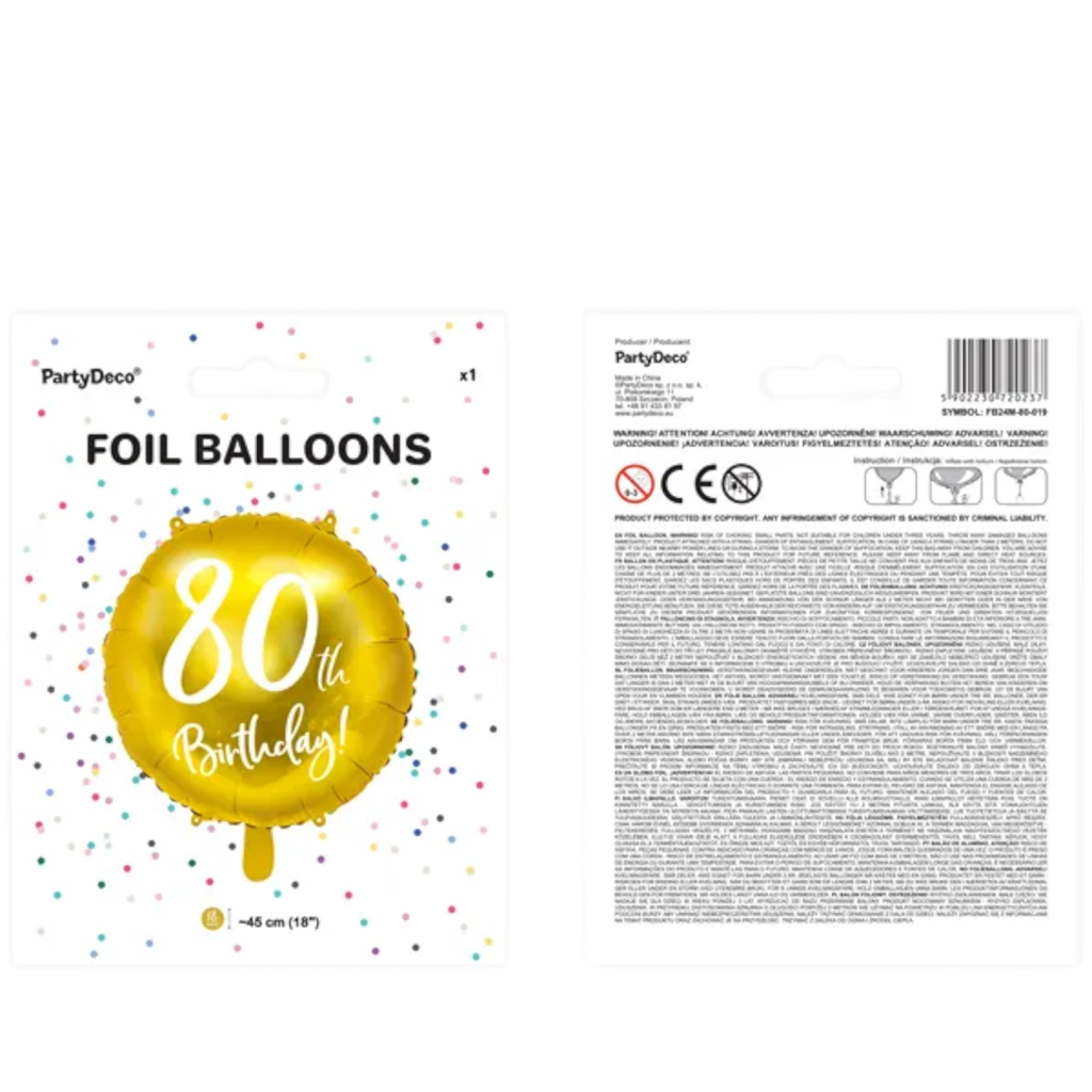 Palloncino d'oro di compleanno 80 anni