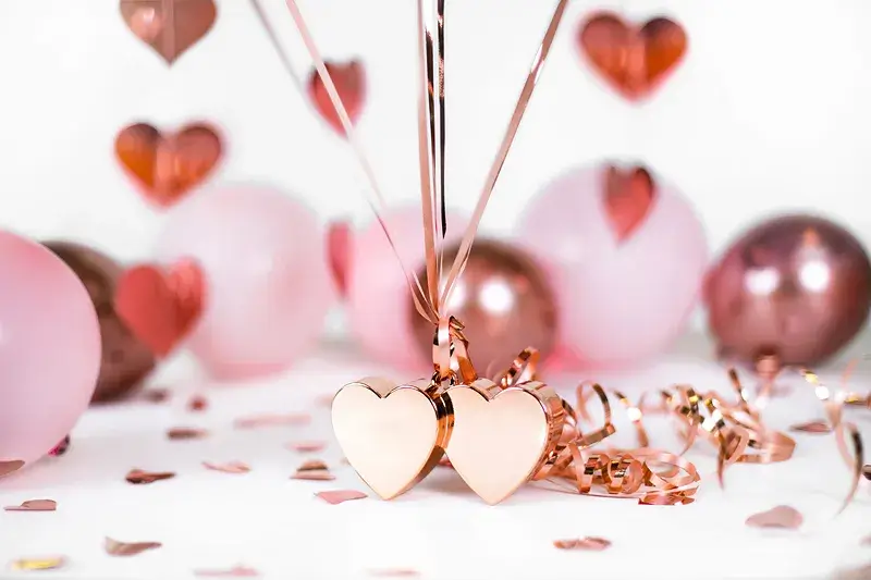 Peso per palloncini a forma di cuore, oro rosa