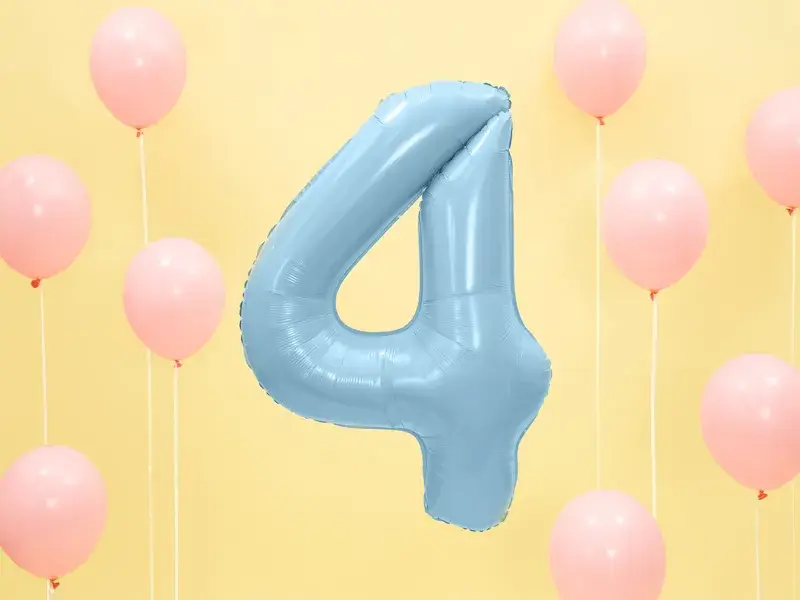 Palla Chiffre ''4'', alluminio, 86 cm, azzurro