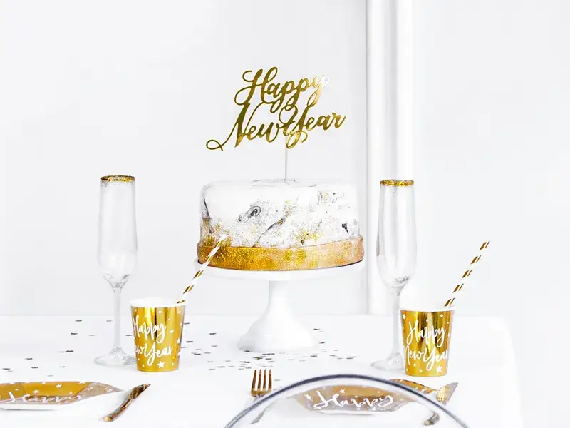 Cake topper dorato di buon anno