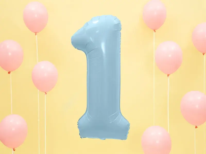 Palla Chiffre ''1'', alluminio, 86 cm, azzurro
