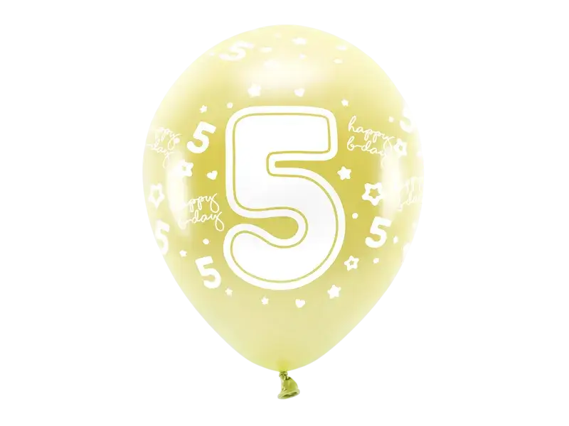 6 Palloncini Eco 33 cm, numero ''5'', oro