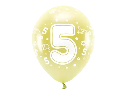 6 Palloncini Eco 33 cm, numero ''5'', oro