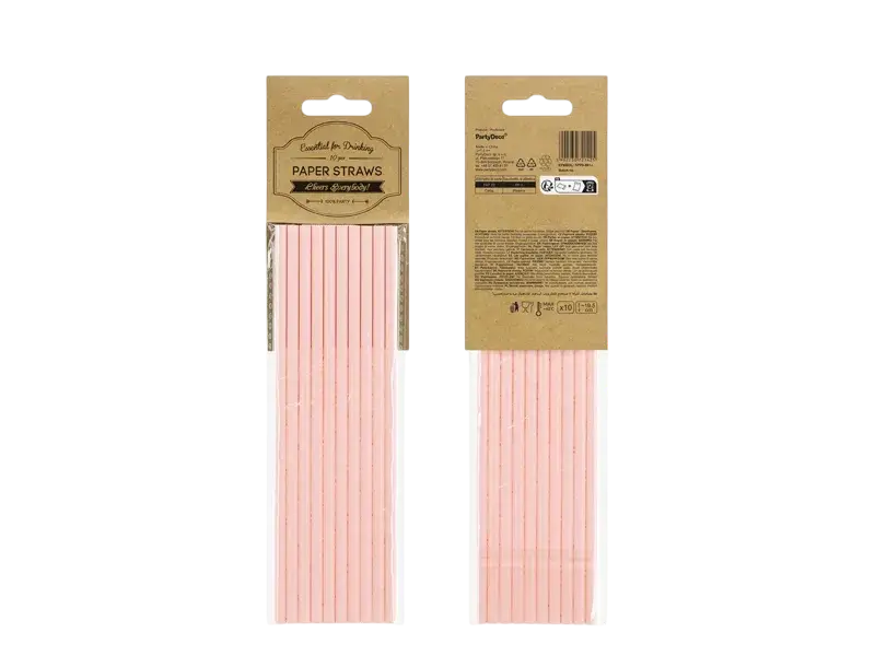 10 cannucce di carta rosa lisce