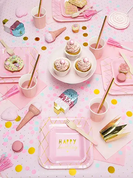 10 cannucce di carta rosa lisce