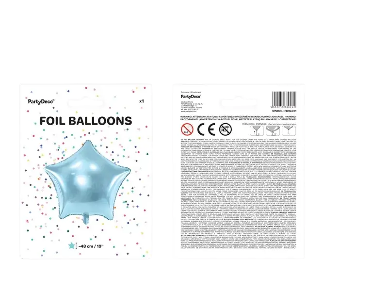 Palloncino a stella in alluminio metallizzato azzurro - 48 cm