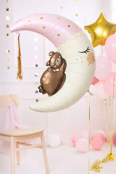 Palloncino in alluminio Orso seduto sulla luna, 80 x 98 cm