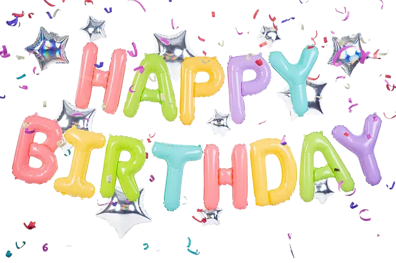 Palloncino pastello Happy Birthday con stelle - 395 x 35 cm