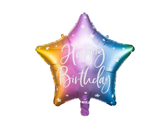 Palloncino con stella arcobaleno di buon compleanno